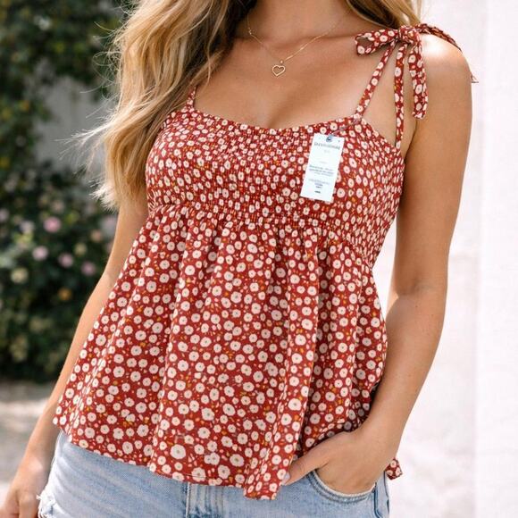 Nordstrom Tops - Everleigh rust floral tie strap